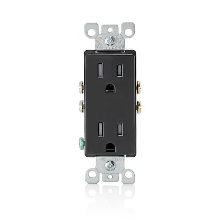 Leviton Straight Blade Receptacle, 5-15R, 15 A, 125V AC, 2 Pole, 3 Wire, Flush Mount, Grounded T5325-00E
